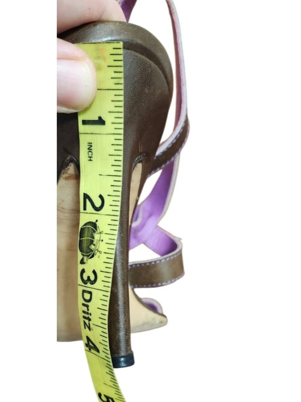 Manolo Blahnik Brown Leather Strappy Sandals Heels Purple Lining Italy EU 37.5 - Picture 13 of 14